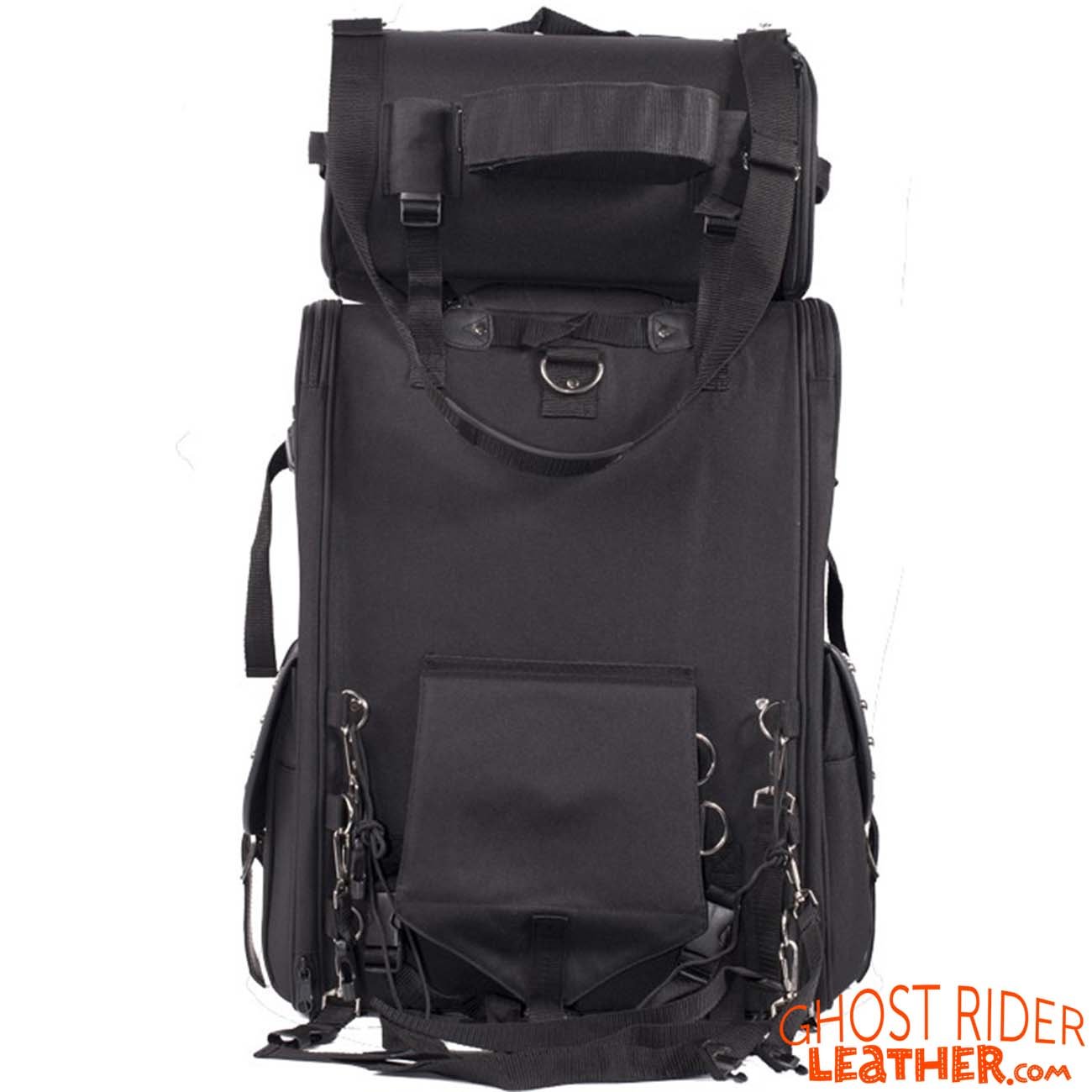 Sissy Bar Bag - Studs - Medium - PVC and Textile - Motorcycle Gear - SB11-MED-STUD-DL