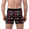 Doodle Lips - Pink Red White on Black - Men's Boxer Briefs (AOP)