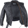 Leather Motorcycle Police Style Jacket with Side Laces and Vents - Up To Size 72 - SKU MJ201-SS-DL