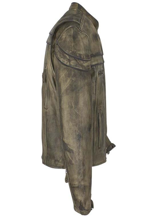 Men's Leather Motorcycle Jacket With Concealed Carry Pockets - Distressed Brown - MJ796-12-DL