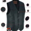Leather Motorcycle Vest - Men's - Buffalo Nickel Snaps - Gun - Up To 9XL - DS115-DS