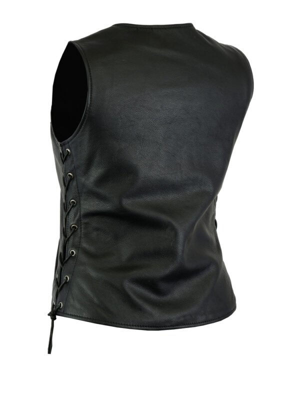 Leather Vest - Women's - Longer Body - Side Laces - Gun Pockets - DS266-DS