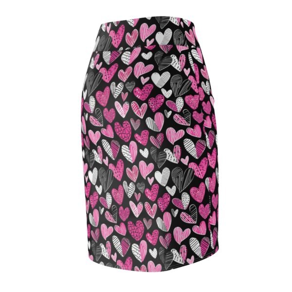 Doodle Hearts Too - Black Pink White - Women's Pencil Skirt (AOP)