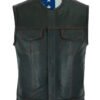 Leather Motorcycle Vest - Men's - USA Flag Liner - Gun Pockets - Up To 8XL - DS155-DS