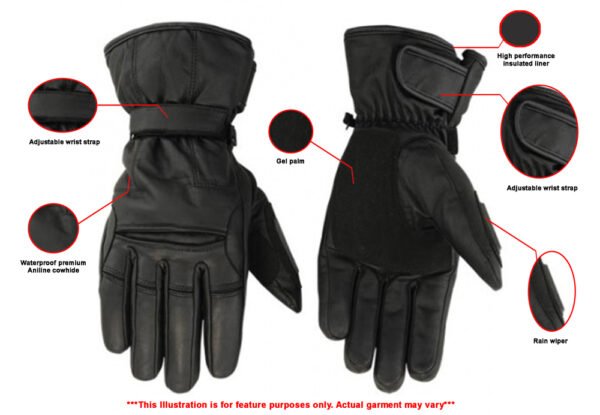 Leather Motorcycle Gloves - Men's - Heavy Duty Cruiser - Gauntlet - Biker - DS20-DS