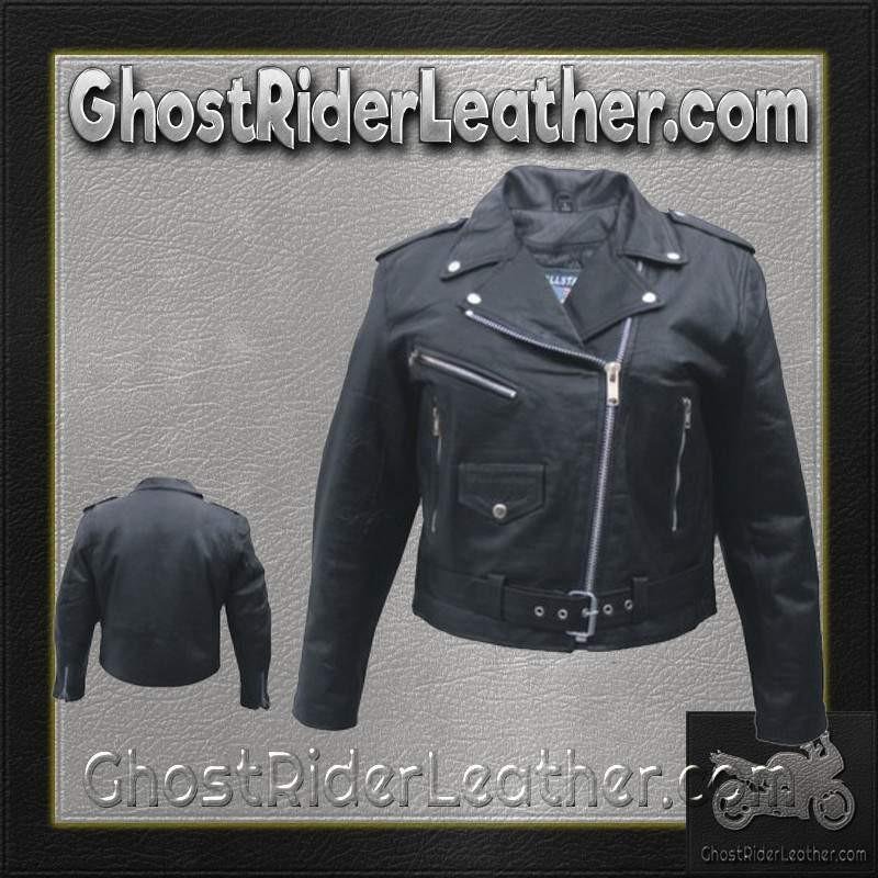 Ladies Classic Biker Leather Jacket - Lightweight - SKU AL2100-LIGHT-AL