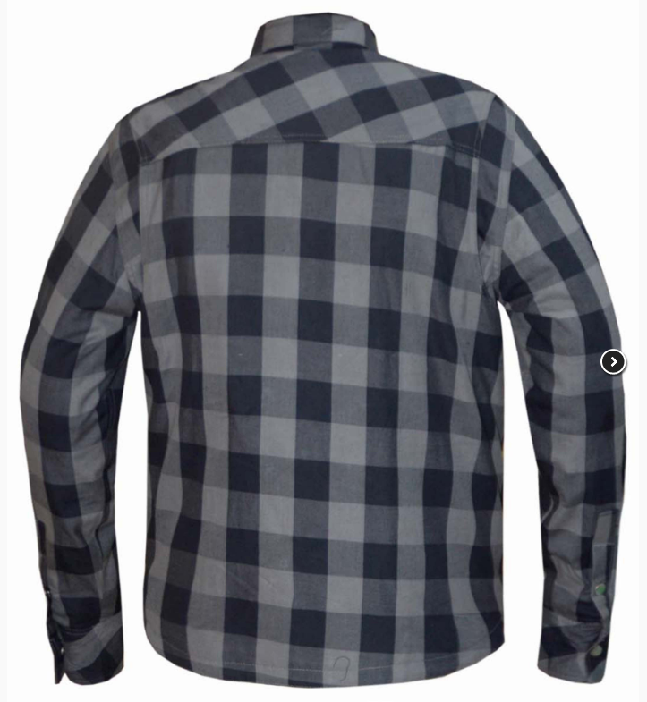 Flannel Motorcycle Shirt - Men's - Gray and Black - Armor - Up To Size 8XL - TW136-20-UN