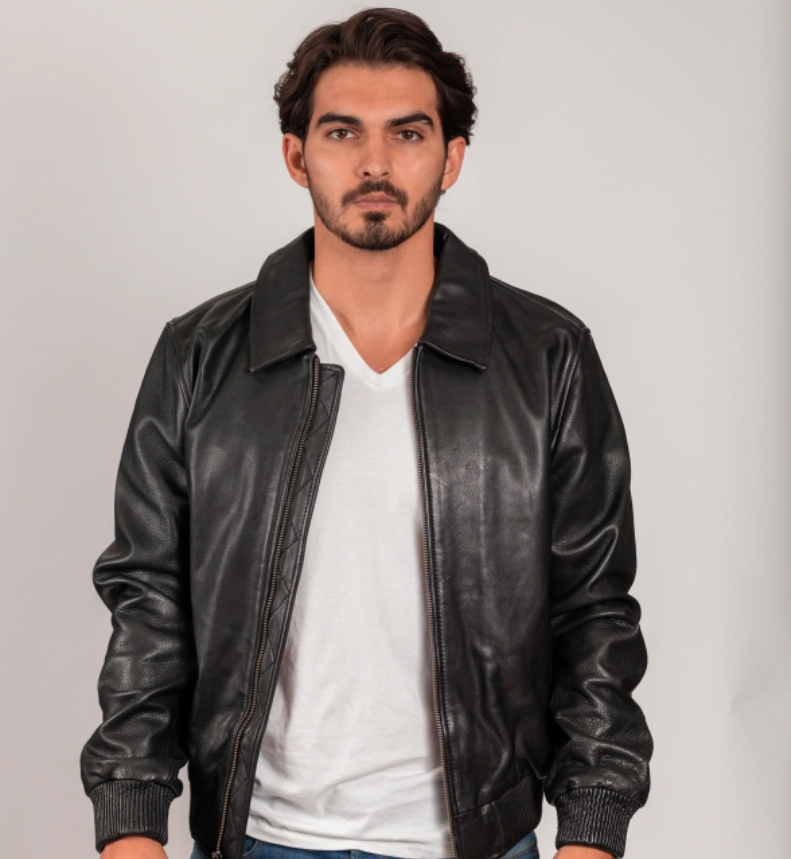 Leather Bomber Jacket - Men's - Castor - WBM2351-FM