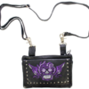 Leather Belt Bag - Purple - Sugar Skull Design - Handbag - BAG35-EBL19-PURP-DL