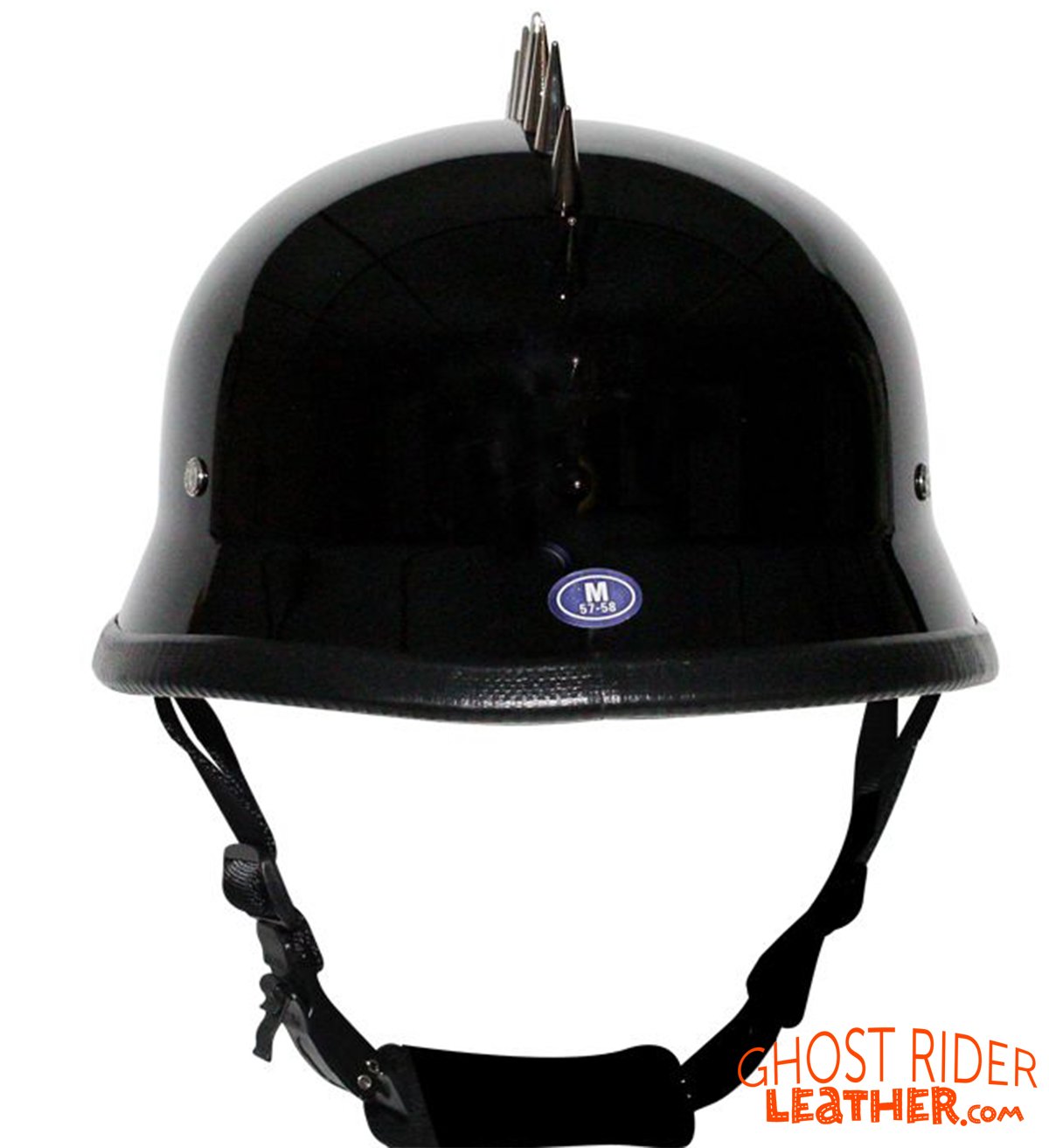 Novelty Motorcycle Helmet - Spiked - Gloss Black - German - H402-02-DL Novelty Motorcycle Helmet - Spiked - Gloss Black - German - H402-02-DL