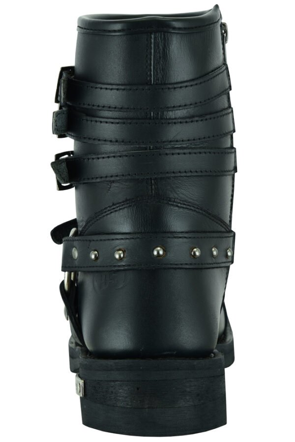 Leather Motorcycle Boots - Women's - Black - Side Zippers - DS9767-DS