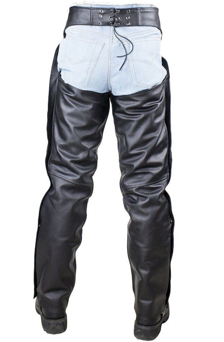 Plain Motorcycle Leather Chaps for Men or Women - SKU C4325-04-DL