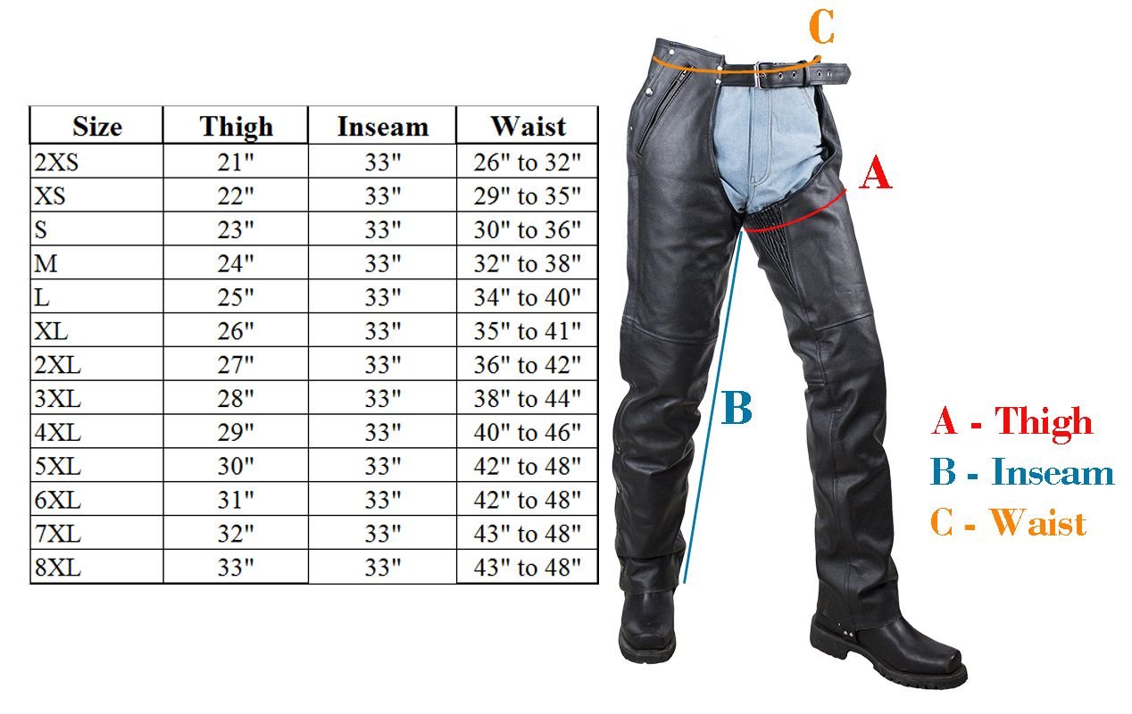 Plain Motorcycle Leather Chaps for Men or Women - SKU C4325-04-DL