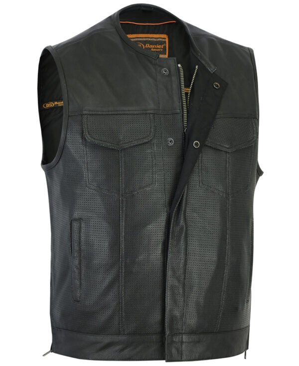 Leather Motorcycle Vest - Men's - Perforated - Club - Up To 8XL - DS183-DS