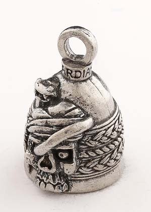Serpent Skull - Pewter - Motorcycle Guardian Bell® - Made In USA - SKU GB-SERPENT-SKUL-DS