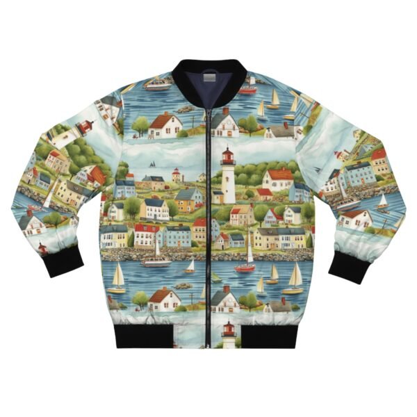 Lighthouses and Cottages - Portland Maine - Men's Bomber Jacket (AOP)