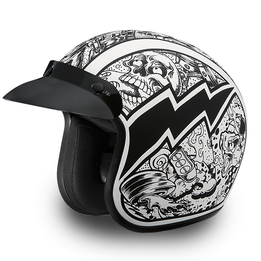 DOT Motorcycle Helmet - Graffiti - Open Face - Cruiser - DC6-G-DH