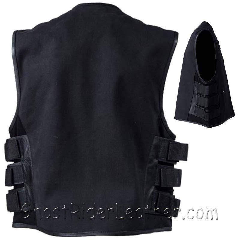 Canvas Motorcycle Vest - Men's - Up To Size 5XL - Gun Pockets - MV315-CV-DL