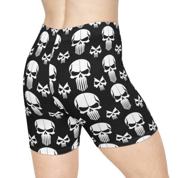 Angry Skulls - White on Black - Women's Biker Shorts