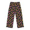 Doodle Peaches - Pink Orange Green on Black - Women's Pajama Pants (AOP)