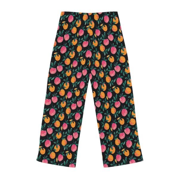 Doodle Peaches - Pink Orange Green on Black - Women's Pajama Pants (AOP)