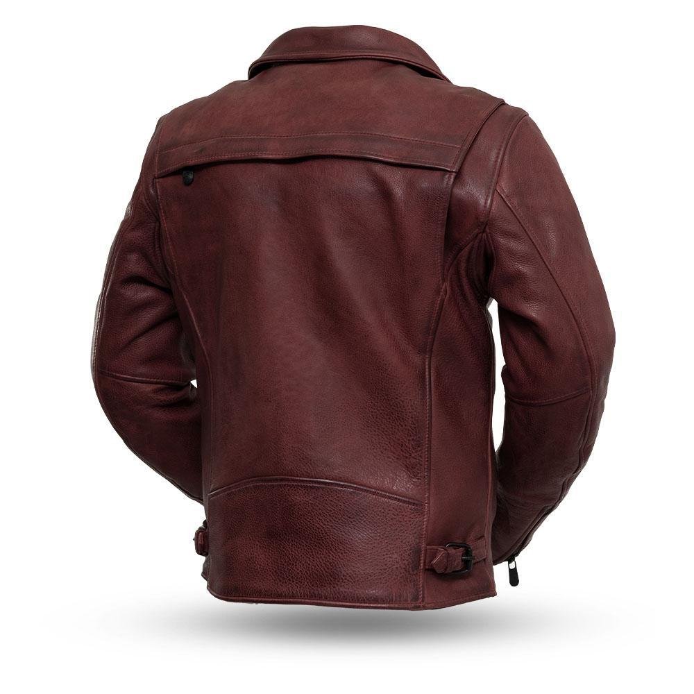 Night Rider - Men's Platinum Naked Leather Motorcycle Jacket - Oxblood or Black - SKU FIM269CPMZ-FM