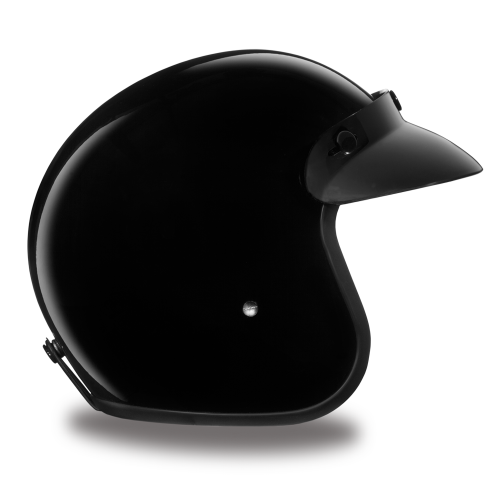 DOT Motorcycle Helmet - Dull or Gloss Black - Open Face - 3/4 - DC1-DH