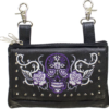 Leather Belt Bag - Purple - Sugar Skull Roses - Handbag - BAG35-EBL14-PURP-DL