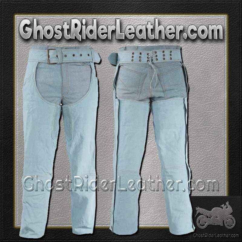 Blue Leather Chaps with a Denim Look - SKU C332-15-DL