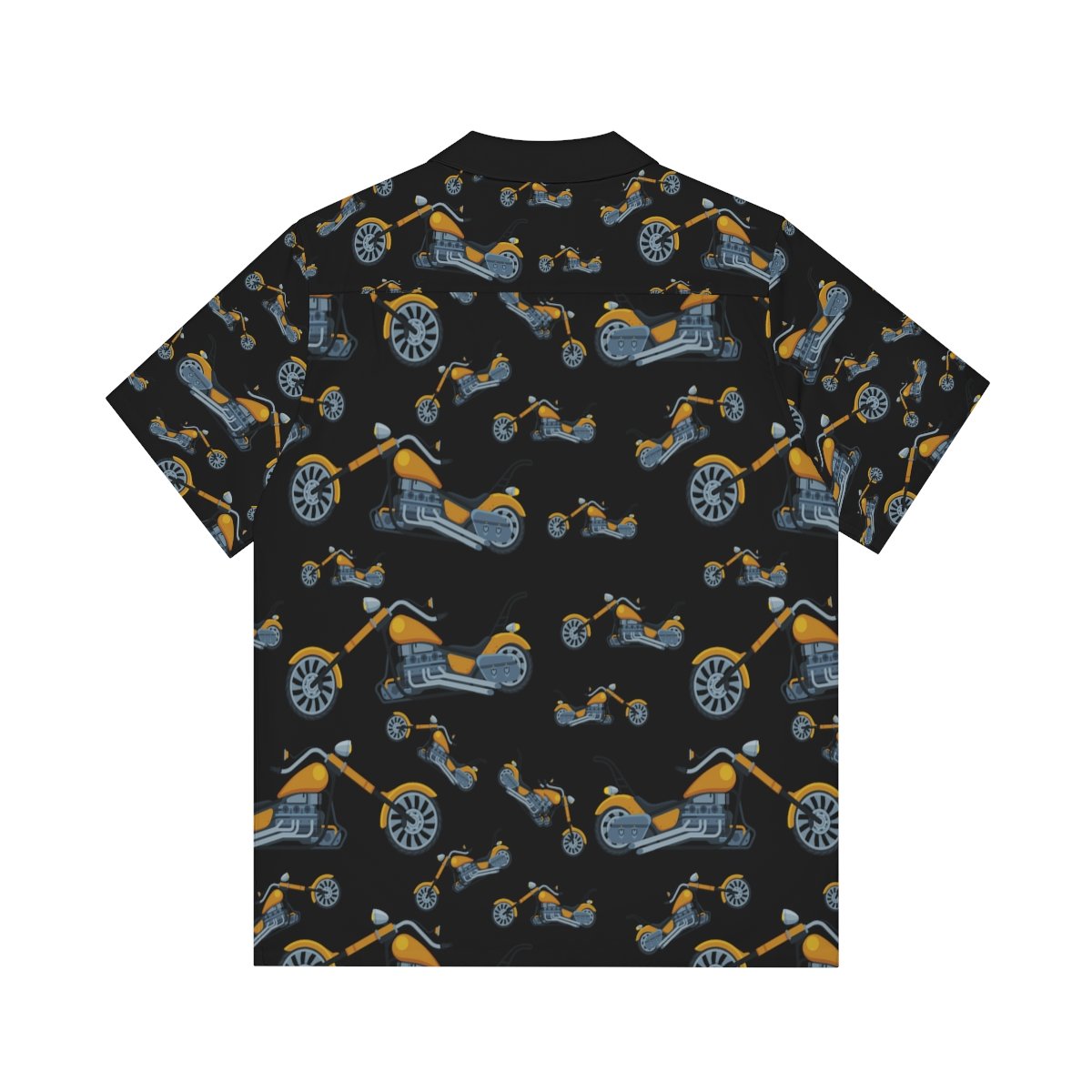 Hawaiian Style Shirt - Motorcycle Choppers Print - Men's - Black