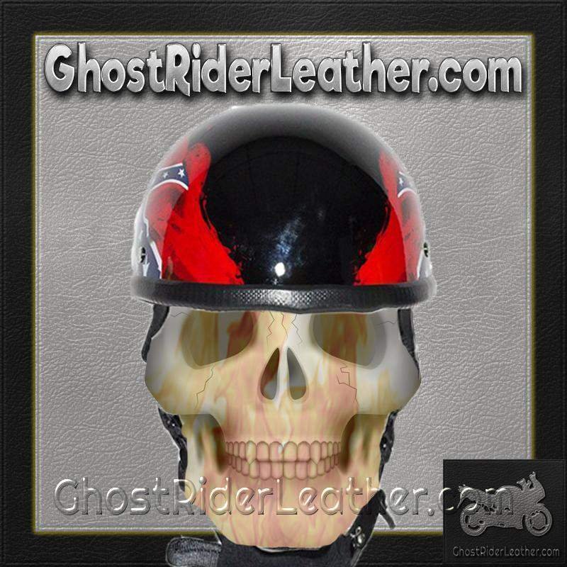 Novelty Motorcycle Helmet - Rebel Flag - Confederate - Shorty - H401-REBEL-DL Novelty Motorcycle Helmet - Rebel Flag - Confederate - Shorty - H401-REBEL-DL