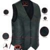 Leather Motorcycle Vest - Men's - Side Laces - Up To 66 - DS106-DS