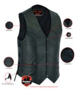 Leather Motorcycle Vest - Men's - Side Laces - Up To 66 - DS106-DS