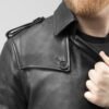 Leather Coat - Men's - Black - Fashion Leather Jacket - Parker - WBM6006-FM