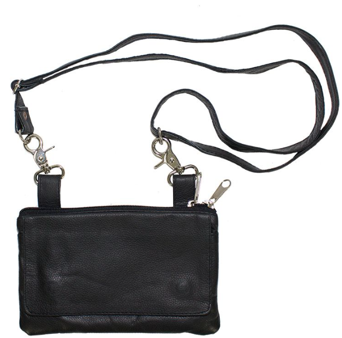 Leather Belt Bag - Black - Plain - Handbag - BAG35-PLAIN-DL