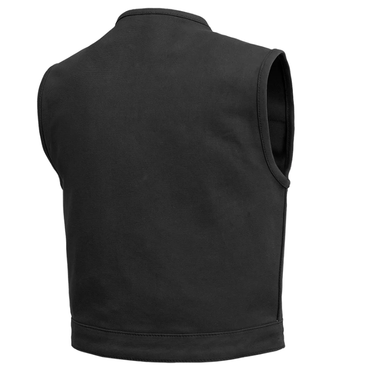 Canvas Motorcycle Vest - Men's - Black - Up To 5XL - Lowside - FIM659CNV-BLK-FM