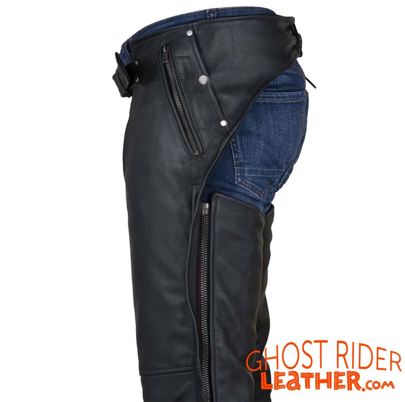 Leather Chaps - Men's or Women's - Removable Liner - Premium Naked Leather - C4334-11-DL