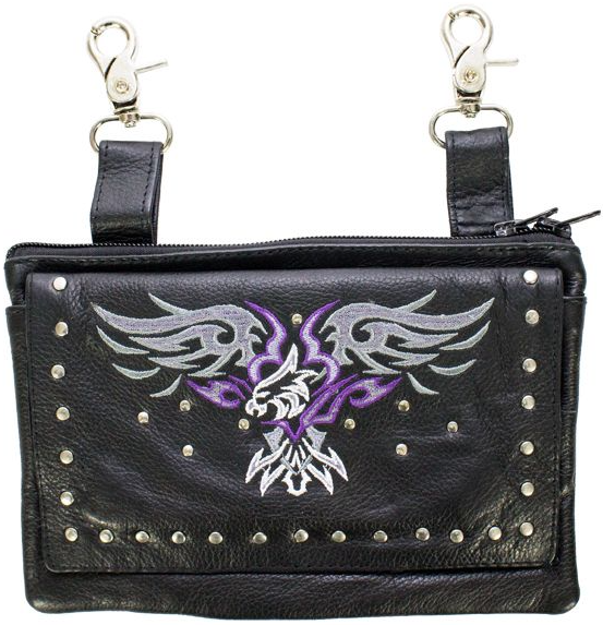 Leather Belt Bag - Purple - Eagle Design - Handbag - BAG35-EBL3-PURP-DL