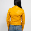 Vegan Leather Motorcycle Jacket - Women's - Mustard Yellow - Remy - WBL1390-WB