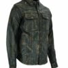 Leather Shirt - Men's - Distressed Brown - Up To 3XL - Concealed Carry Pockets - MJ777-12L-NEW-DL