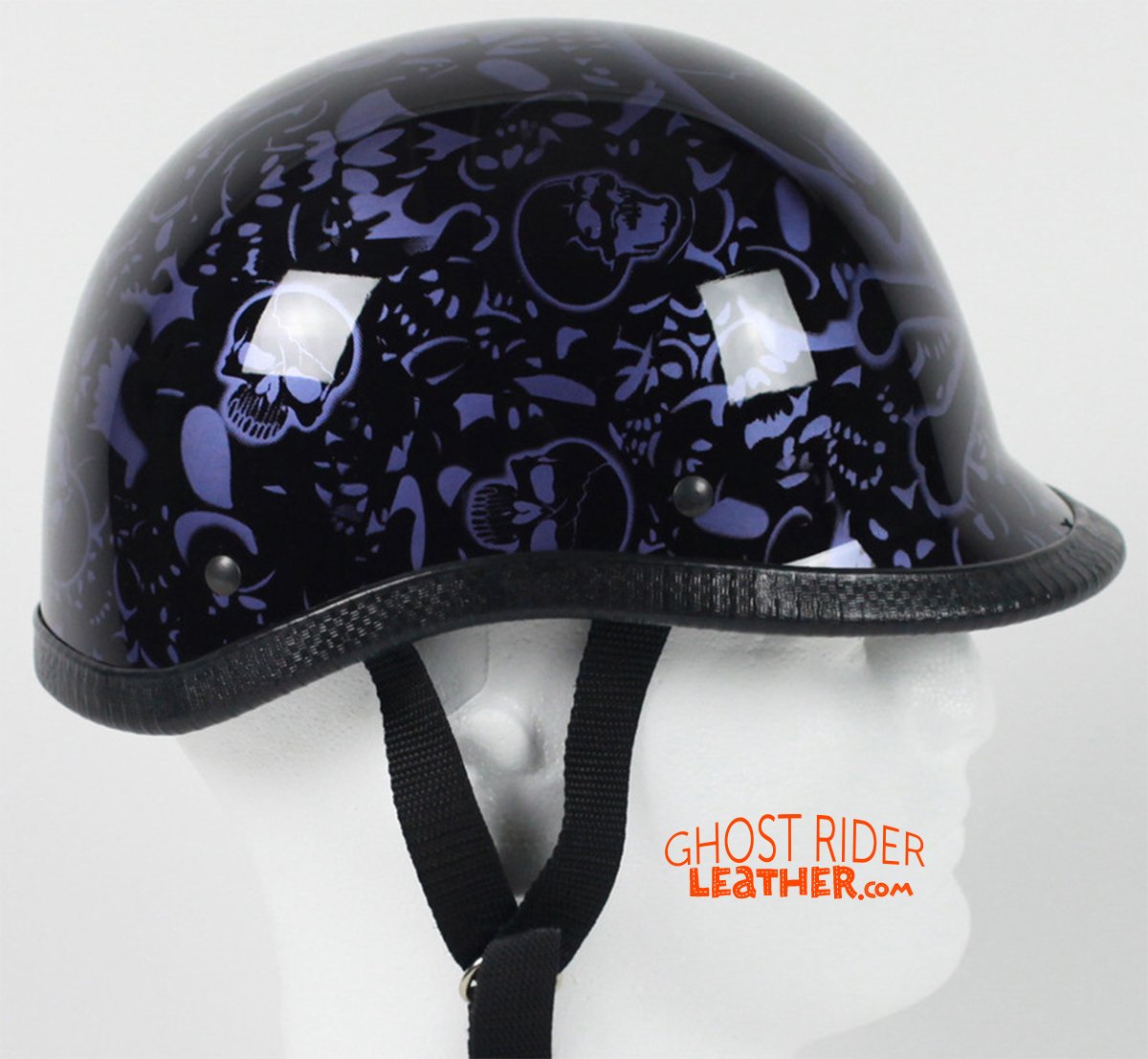 Novelty Motorcycle Helmet - Skull Boneyard Colors - Jockey Polo - BY-POLO-NOV-HI