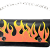 Black Leather Flame Wallet with Chain - SKU WALLET1-DL