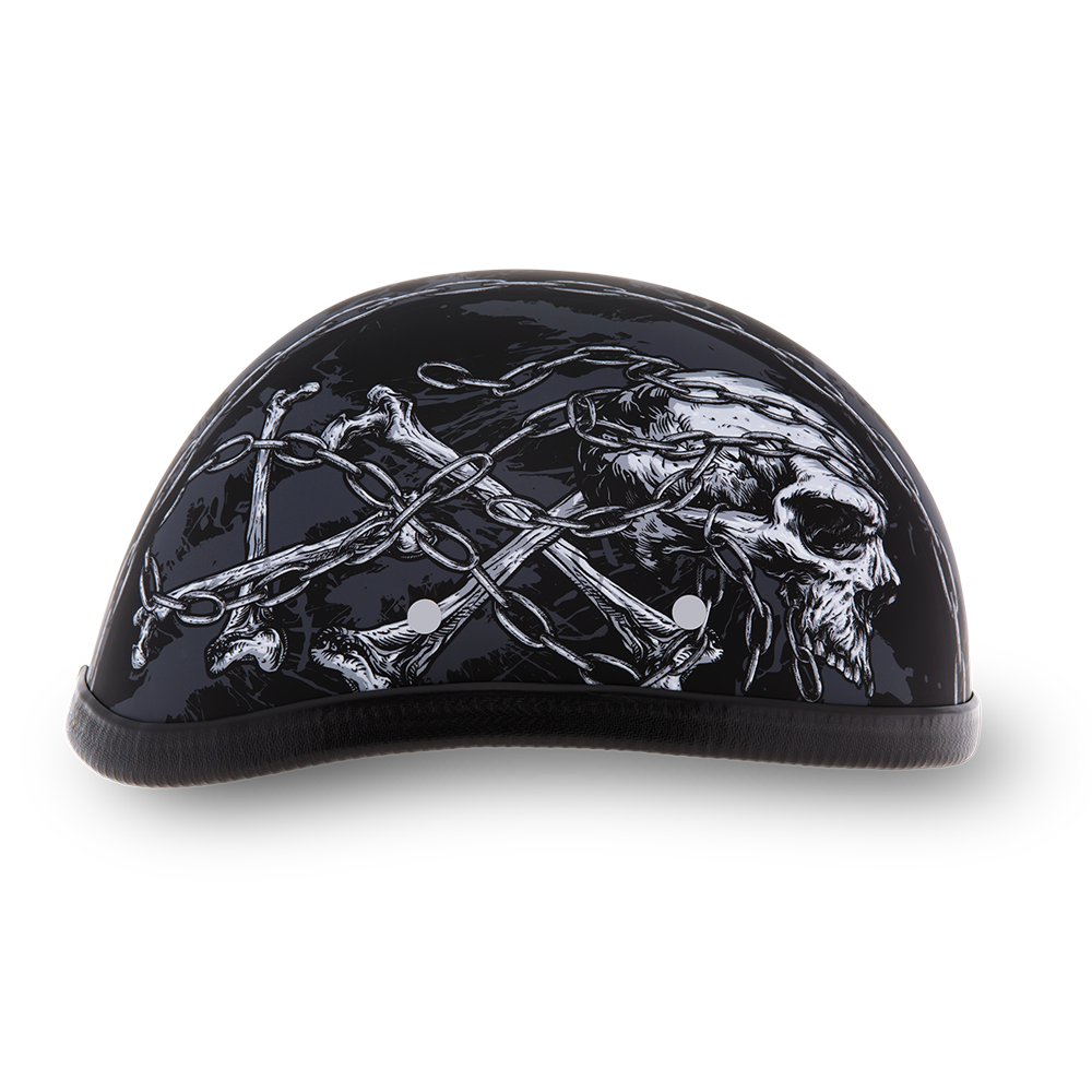 Novelty Motorcycle Helmet - Skull Chains - Eagle Shorty - 6002SC-DH