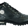 Men's Black 6 Inch Motorcycle Boots - Side Zipper - Plain Toe - DS9730-DS