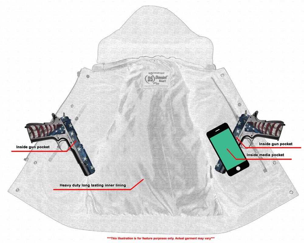 Leather Motorcycle Vest - Men's - Gun Pockets - Hoodie - Up To 12XL - Big and Tall - DS182-DS