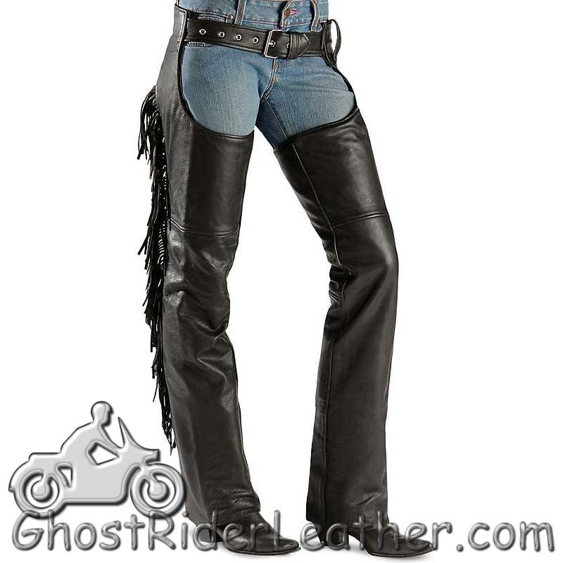 Leather Motorcycle Chaps - Women's - Booty Fringe - 733-00-UN