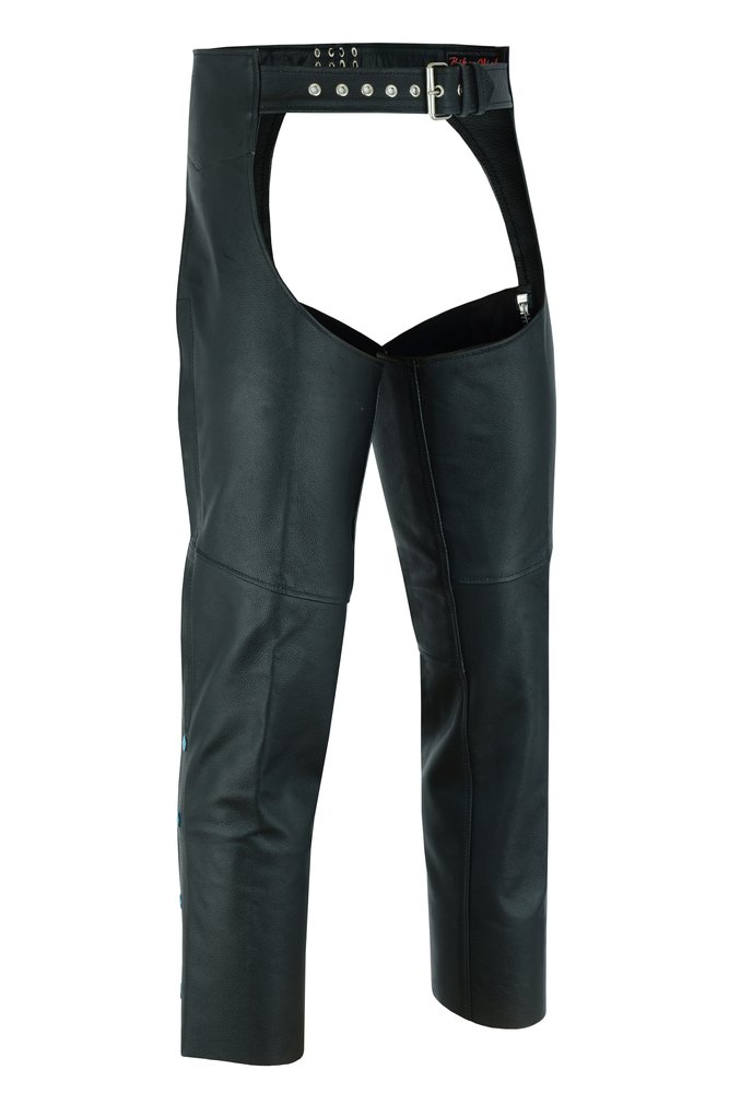 Men's Leather Chaps - Motorcycle - Unisex - Big - Up To 10XL - DS-400-DS