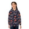 Motorcycle and Flames - Red White on Black - Children's Hoodie (AOP)
