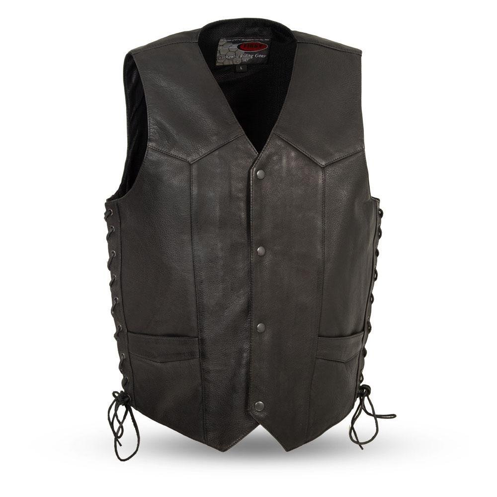 Leather Western Vest - Men's - Side Laces - Rancher - FIM652CDM-FM
