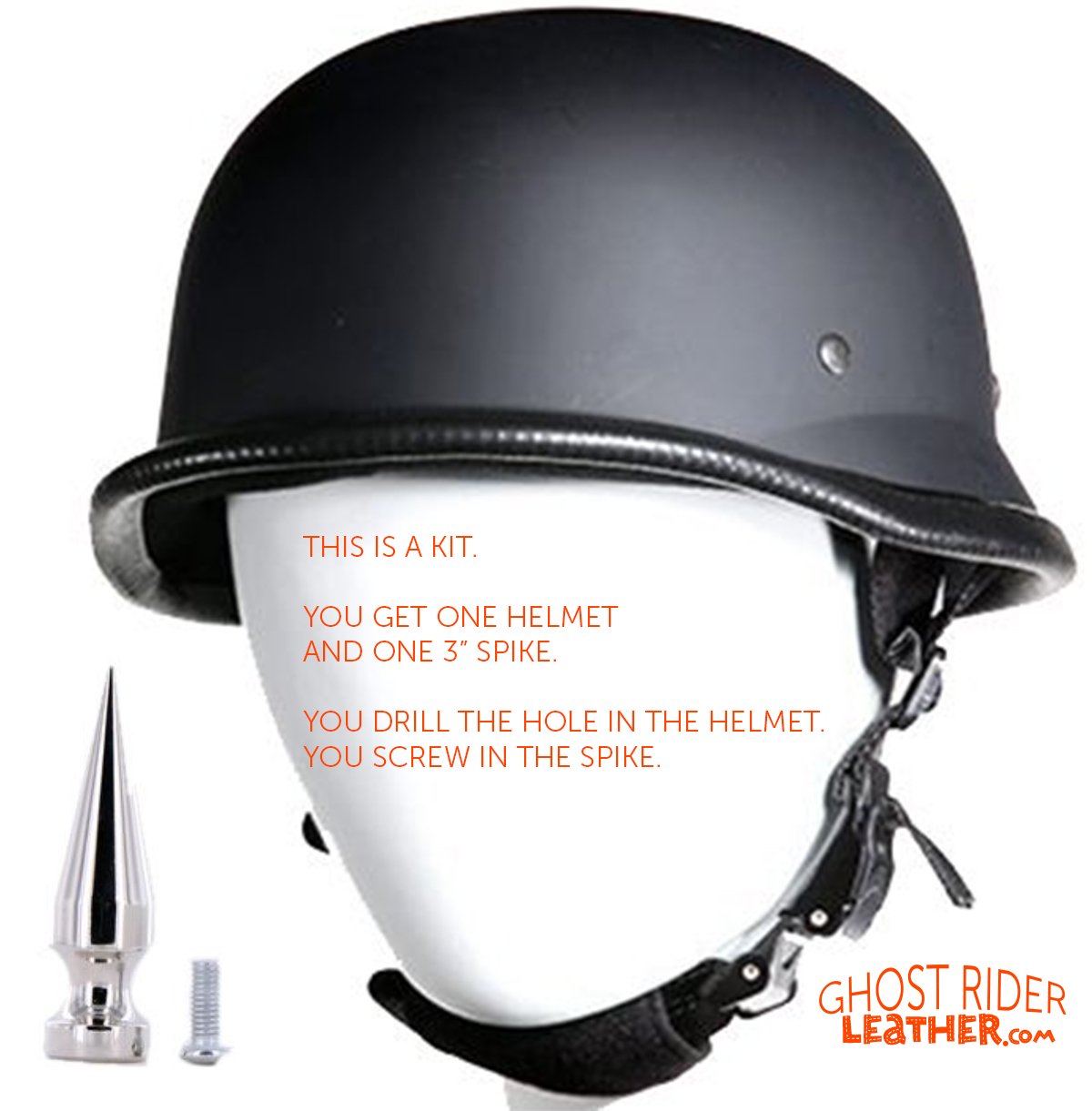 Novelty Motorcycle Helmet - Flat or Gloss Black - German - Spike - Kit - H402-502-SP400-KIT-DL Novelty Motorcycle Helmet - Flat or Gloss Black - German - Spike - Kit - H402-502-SP400-KIT-DL